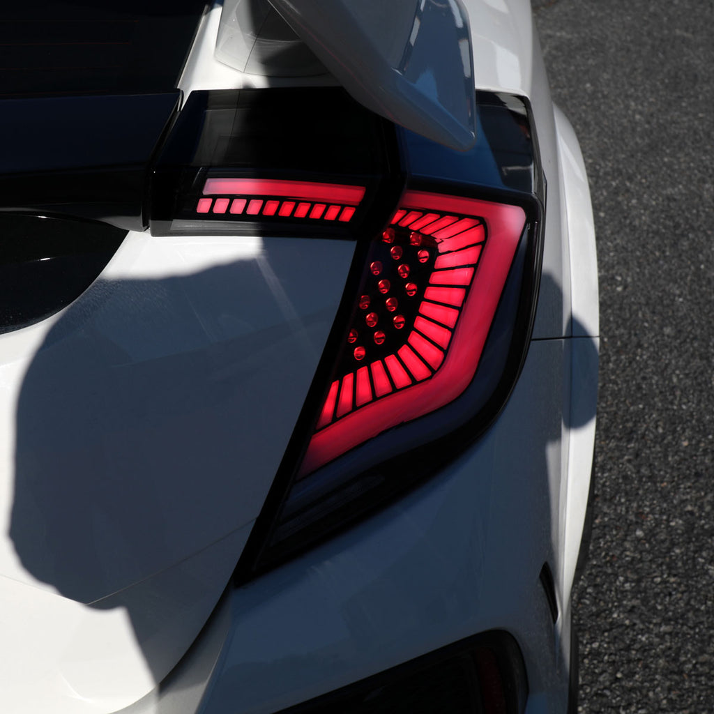 2017-2021 Honda Civic Hatchback Sequential Turn Signal LED Tail Lights (Black Housing/Smoke Lens)