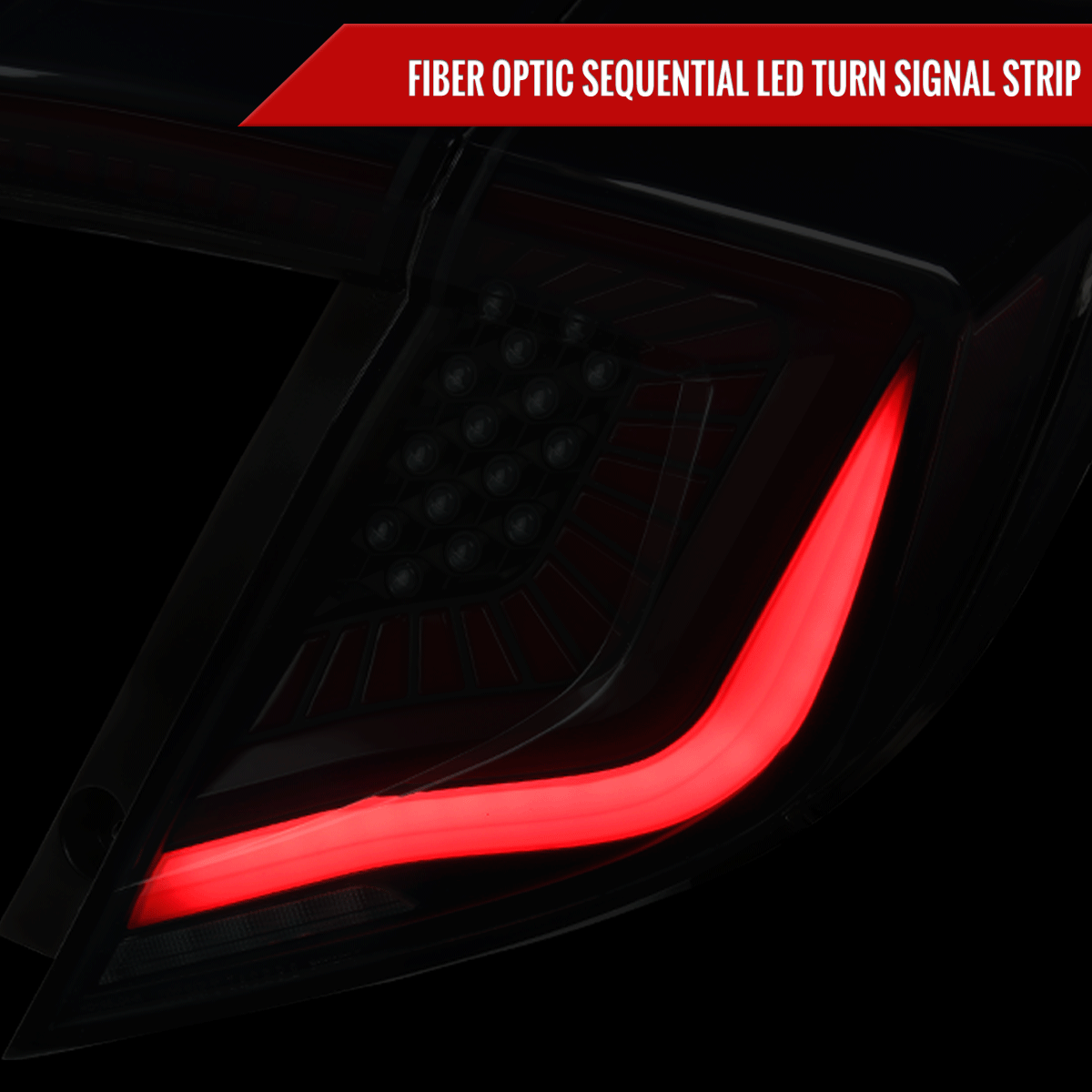2017-2021 Honda Civic Hatchback LED Sequential Signal Tail Lights (Black Housing/Smoke Lens)