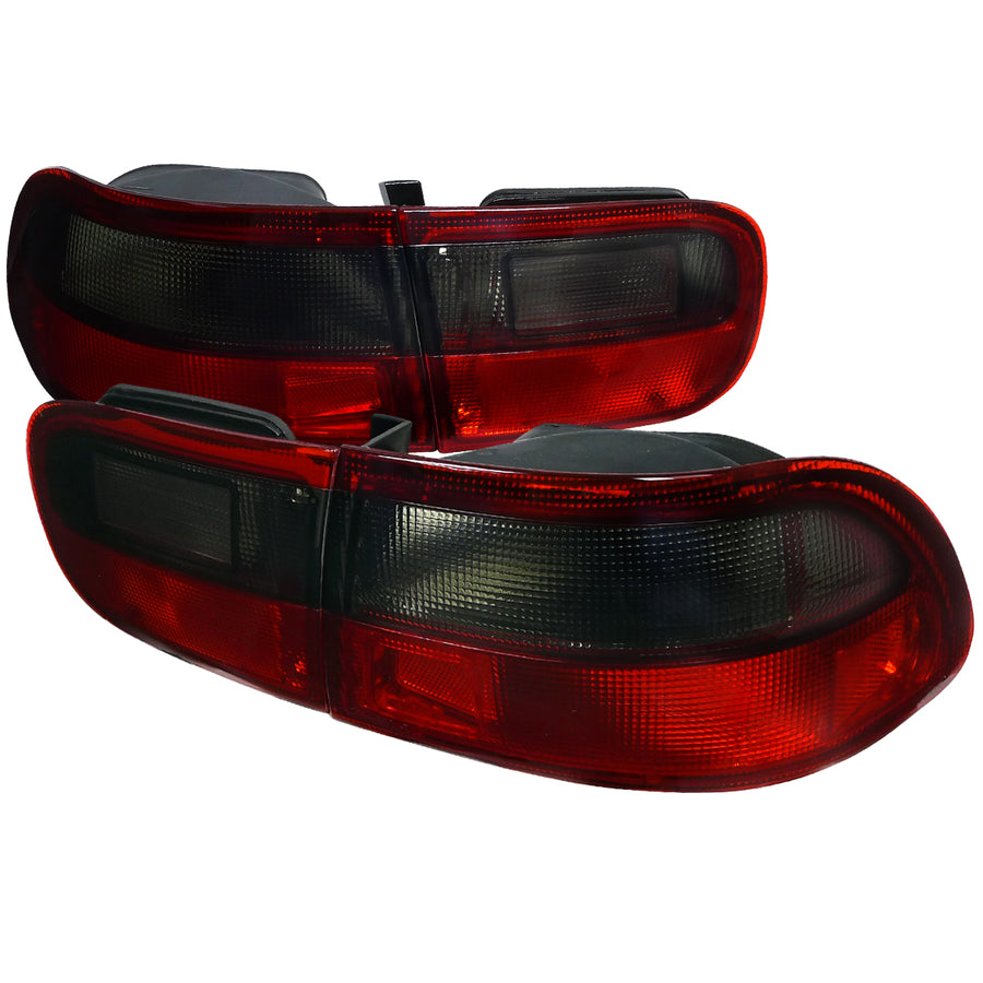 1992-1995 Honda Civic Tail Lights (Chrome Housing/Red Smoke Lens)