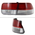 1996-2000 Honda Civic Coupe Tail Lights (Chrome Housing/Red Clear Lens)