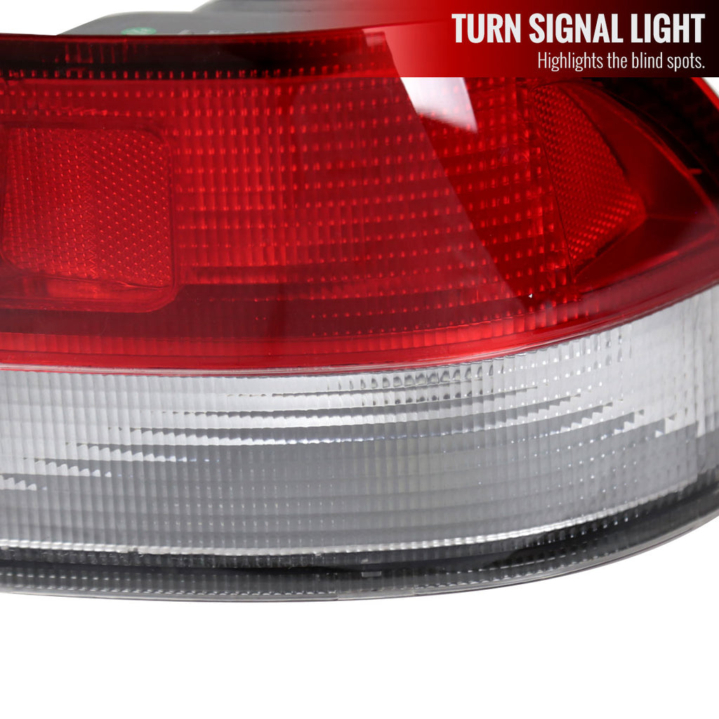 1996-2000 Honda Civic Coupe Tail Lights (Chrome Housing/Red Clear Lens)
