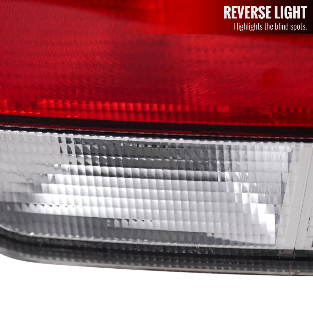 1996-2000 Honda Civic Coupe Tail Lights (Chrome Housing/Red Clear Lens)