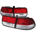 1996-2000 Honda Civic Coupe Tail Lights (Chrome Housing/Red Clear Lens)