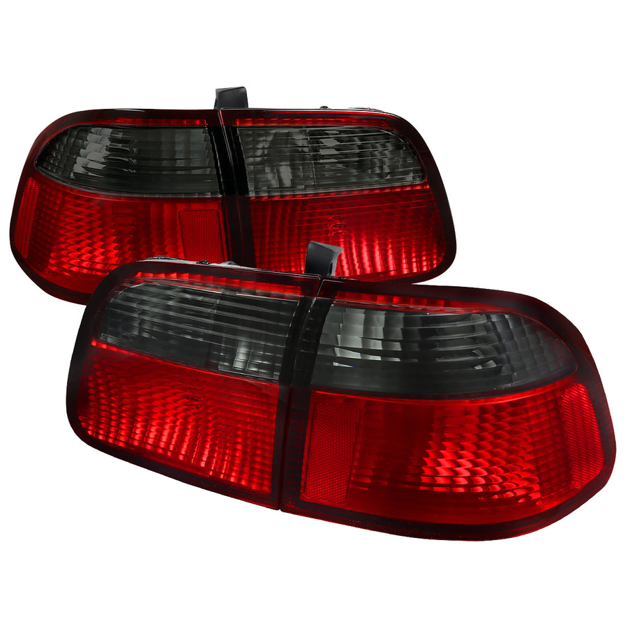 1999-2000 Honda Civic Sedan Tail Lights (Chrome Housing/Red Smoke Lens)
