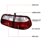 1999-2000 Honda Civic Sedan Tail Lights (Chrome Housing/Red Clear Lens)