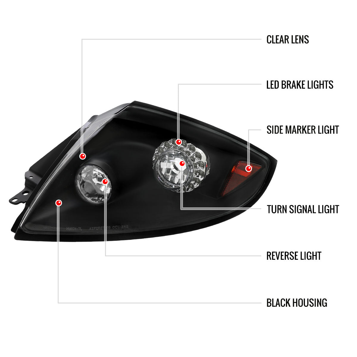 2006-2011 Mitsubishi Eclipse LED Tail Lights (Matte Black Housing/Clear Lens)