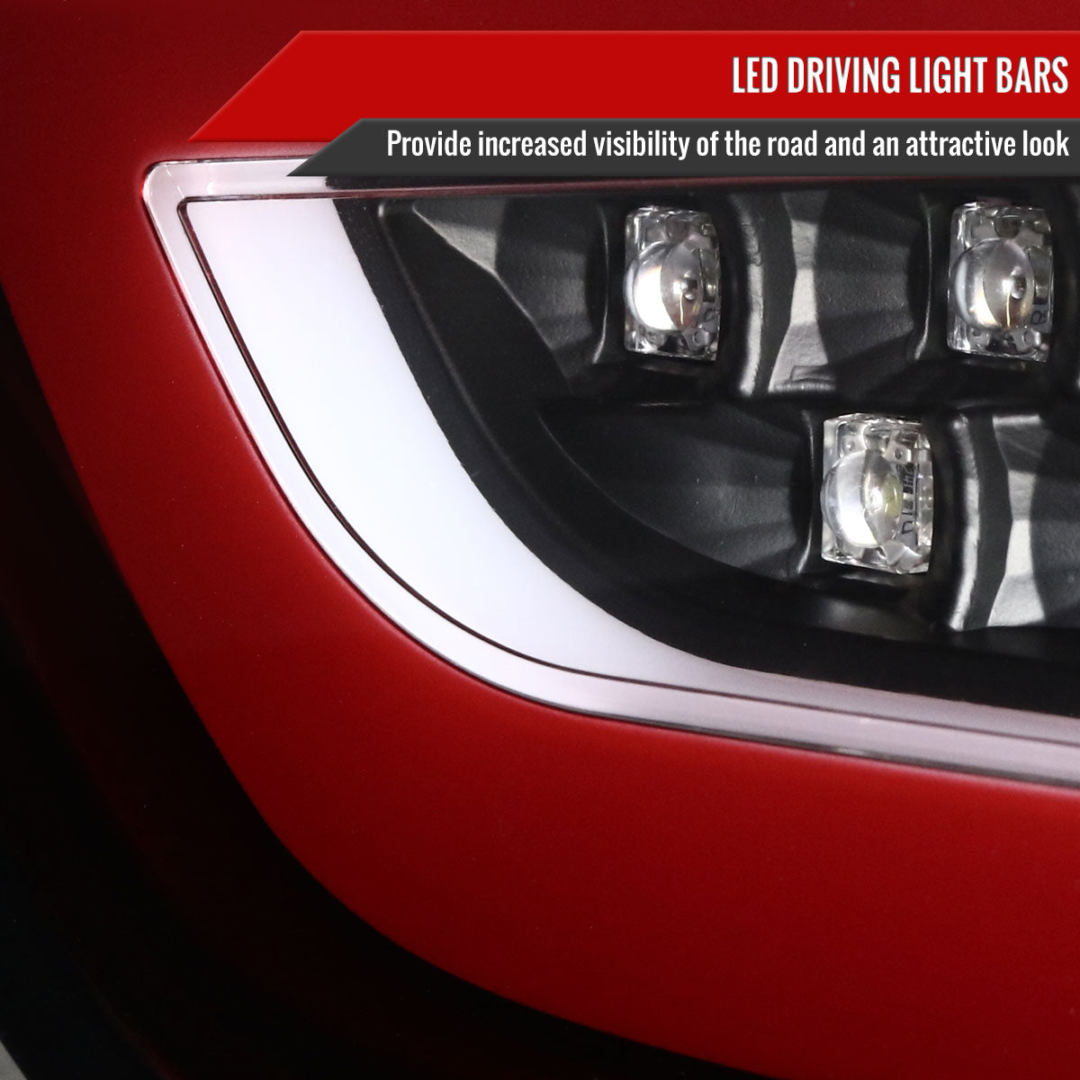 2008-2017 Mitsubishi Lancer / 2008-2015 Lancer EVO X Sedan Red Bar LED Tail Lights (Black Housing/Red Lens)