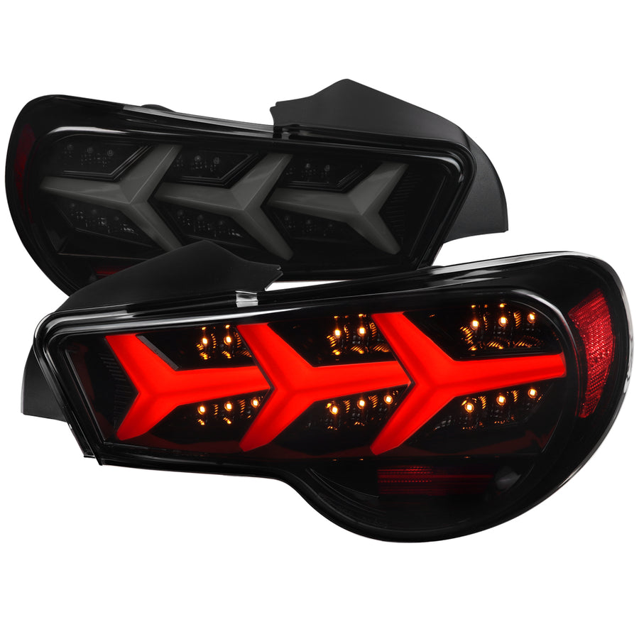 2013-2016 Scion FRS/Subaru BRZ Lambo Style Sequential LED Tail Lights (Glossy Black Housing/Smoke Lens)