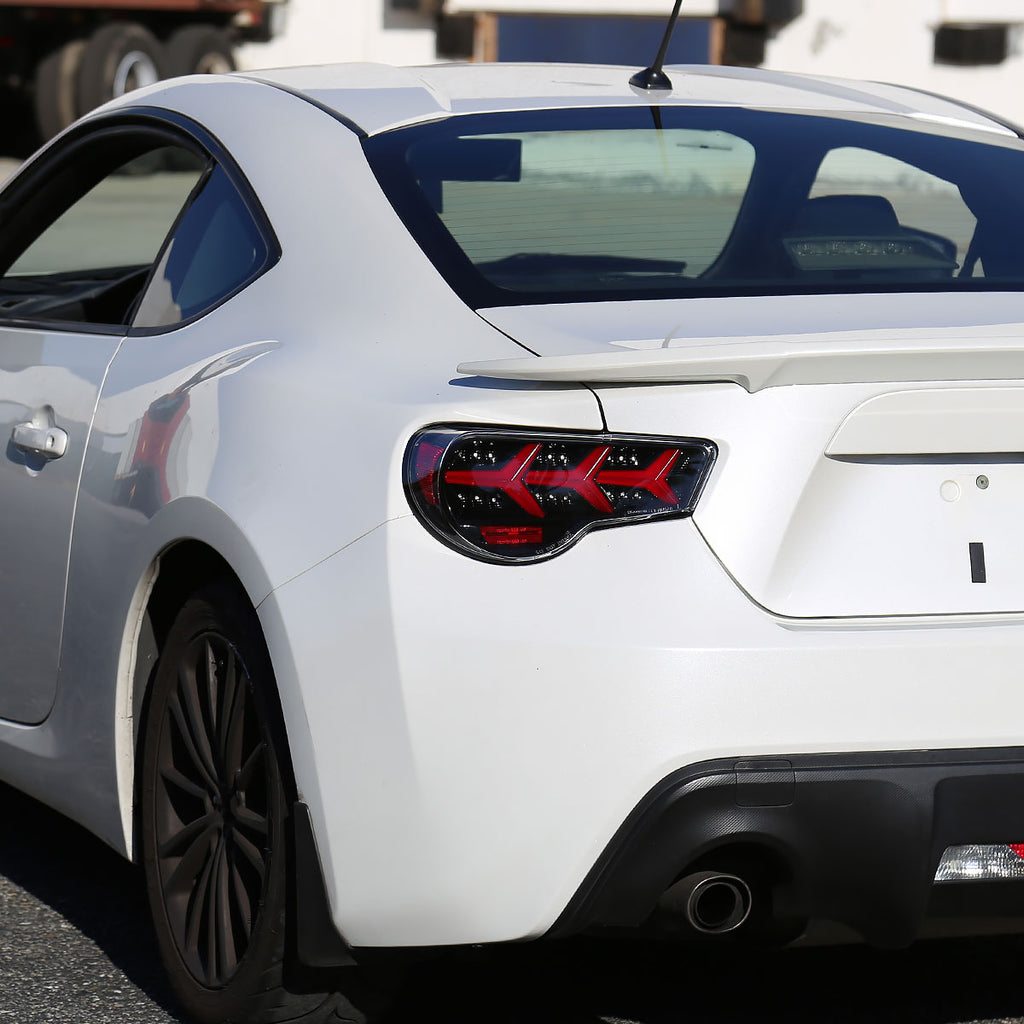 2013-2016 Scion FRS/Subaru BRZ Lambo Style Sequential LED Tail Lights (Glossy Black Housing/Clear Lens)