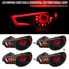 2013-2016 Scion FRS/Subaru BRZ Red Bar Sequential LED Tail Lights (Jet Black Housing/Clear Lens)