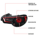 2013-2016 Scion FRS/Subaru BRZ Red Bar Sequential LED Tail Lights (Jet Black Housing/Clear Lens)