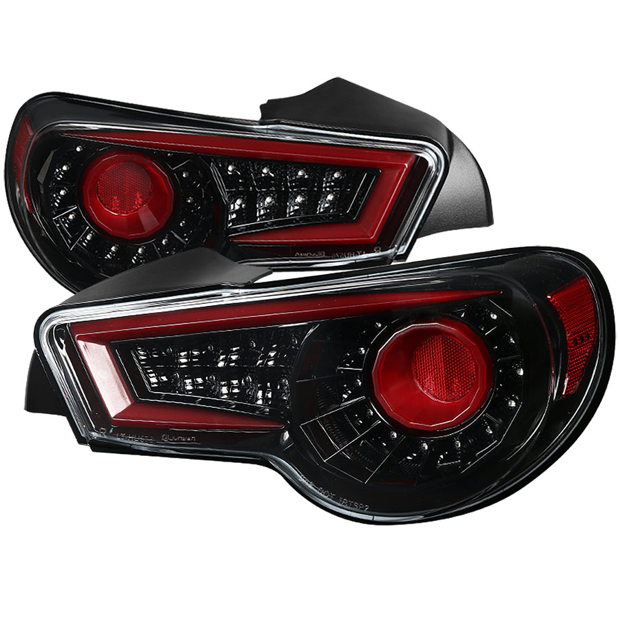 2013-2016 Scion FRS/Subaru BRZ Red Bar Sequential LED Tail Lights (Jet Black Housing/Clear Lens)