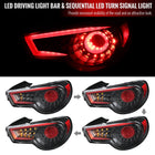 2013-2016 Scion FRS/Subaru BRZ Red Bar Sequential LED Tail Lights (Satin Black Housing/Clear Lens)