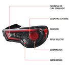 2013-2016 Scion FRS/Subaru BRZ Red Bar Sequential LED Tail Lights (Satin Black Housing/Clear Lens)