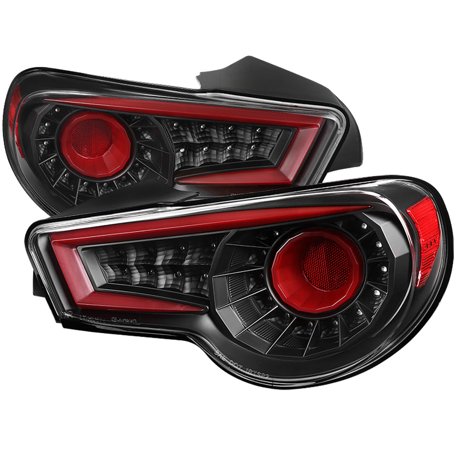 2013-2016 Scion FRS/Subaru BRZ Red Bar Sequential LED Tail Lights (Satin Black Housing/Clear Lens)