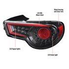 2013-2016 Scion FRS/Subaru BRZ LED Tail Lights (Satin Black Housing/Clear Lens)