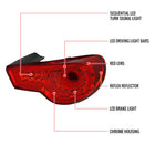 2013-2016 Scion FRS/Subaru BRZ Red Bar Sequential LED Tail Lights (Chrome Housing/Red Clear Lens)