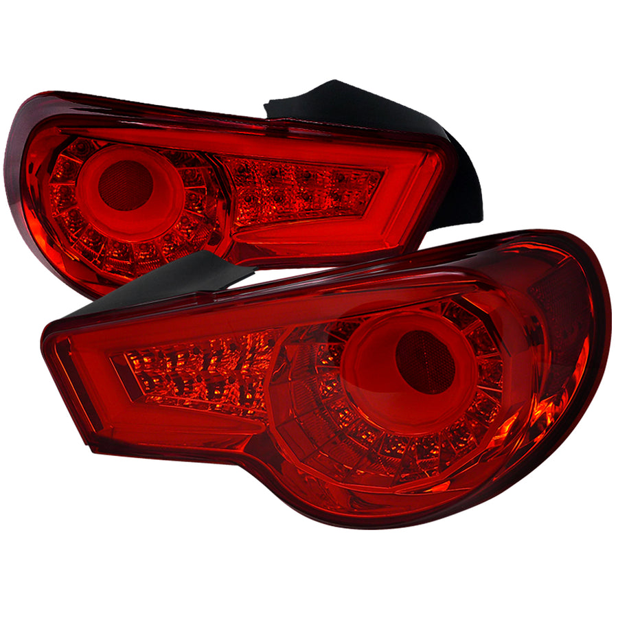2013-2016 Scion FRS/Subaru BRZ Red Bar Sequential LED Tail Lights (Chrome Housing/Red Clear Lens)