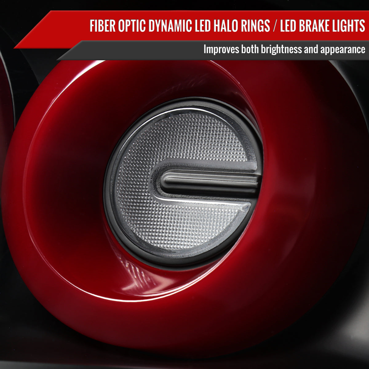 2003-2007 Infiniti G35 Coupe Red LED Halo Sequential Signal Tail Lights (Matte Black Housing/Clear Lens)