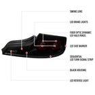 2003-2007 Infiniti G35 Coupe Red LED Halo Sequential Signal Tail Lights (Matte Black Housing/Smoke Lens)