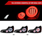 2008-2013 Infiniti G37/2014-2015 Q60 Coupe/Convertible LED Tail Lights w/ Switchback Sequential Turn Signals (Jet Black Housing / Clear Lens)
