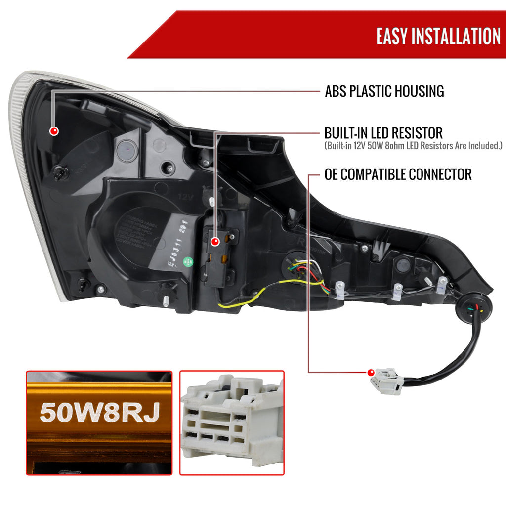 2008-2013 Infiniti G37/2014-2015 Q60 Coupe/Convertible LED Tail Lights w/ Switchback Sequential Turn Signals (Jet Black Housing / Clear Lens)