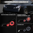 2008-2013 Infiniti G37/2014-2015 Q60 Coupe/Convertible LED Tail Lights w/ Switchback Sequential Turn Signals (Jet Black Housing / Clear Lens)