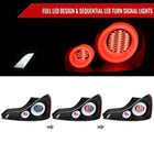 2008-2013 Infiniti G37/2014-2015 Q60 Coupe/Convertible LED Tail Lights w/ Switchback Sequential Turn Signals (Matte Black Housing / Clear Lens)