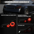 2008-2013 Infiniti G37/2014-2015 Q60 Coupe/Convertible LED Tail Lights w/ Switchback Sequential Turn Signals (Matte Black Housing / Smoked Lens)