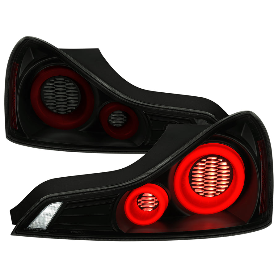2008-2013 Infiniti G37/2014-2015 Q60 Coupe/Convertible LED Tail Lights w/ Switchback Sequential Turn Signals (Matte Black Housing / Smoked Lens)