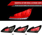 2010-2016 Hyundai Genesis Coupe White Bar Sequential LED Tail Lights (Chrome Housing/Smoke Lens)