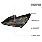 2010-2016 Hyundai Genesis Coupe White Bar Sequential LED Tail Lights (Chrome Housing/Smoke Lens)