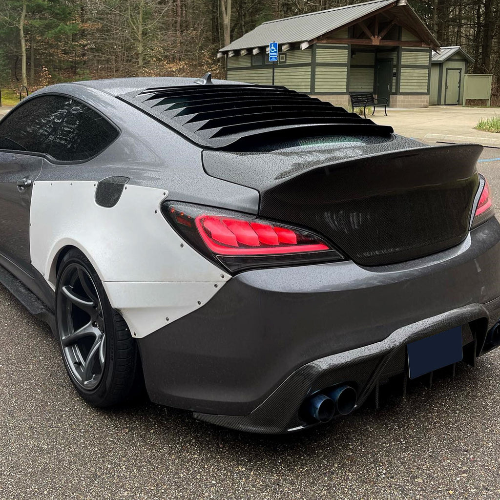 2010-2016 Hyundai Genesis Coupe White Bar Sequential LED Tail Lights (Matte Black Housing/Clear Lens)