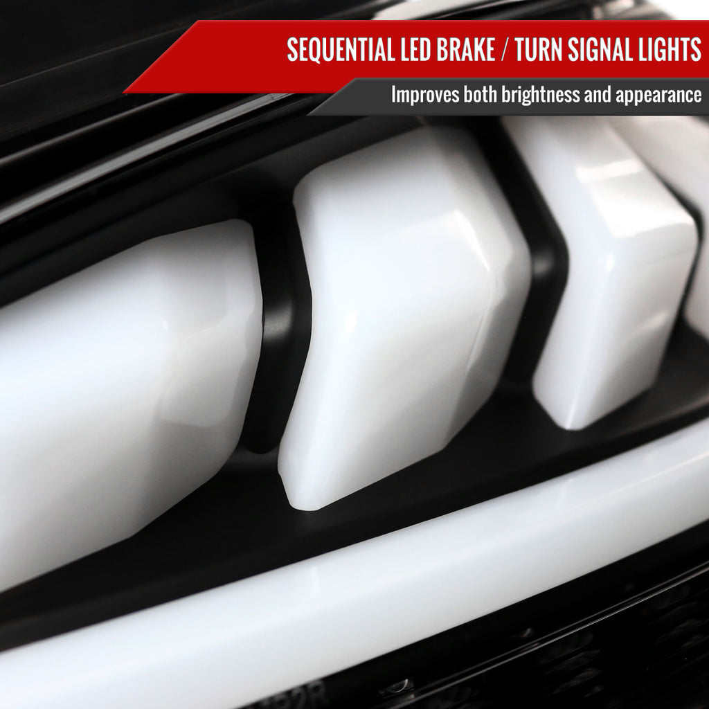 2010-2016 Hyundai Genesis Coupe White Bar Sequential LED Tail Lights (Matte Black Housing/Clear Lens)