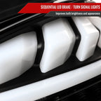 2010-2016 Hyundai Genesis Coupe White Bar Sequential LED Tail Lights (Matte Black Housing/Clear Lens)