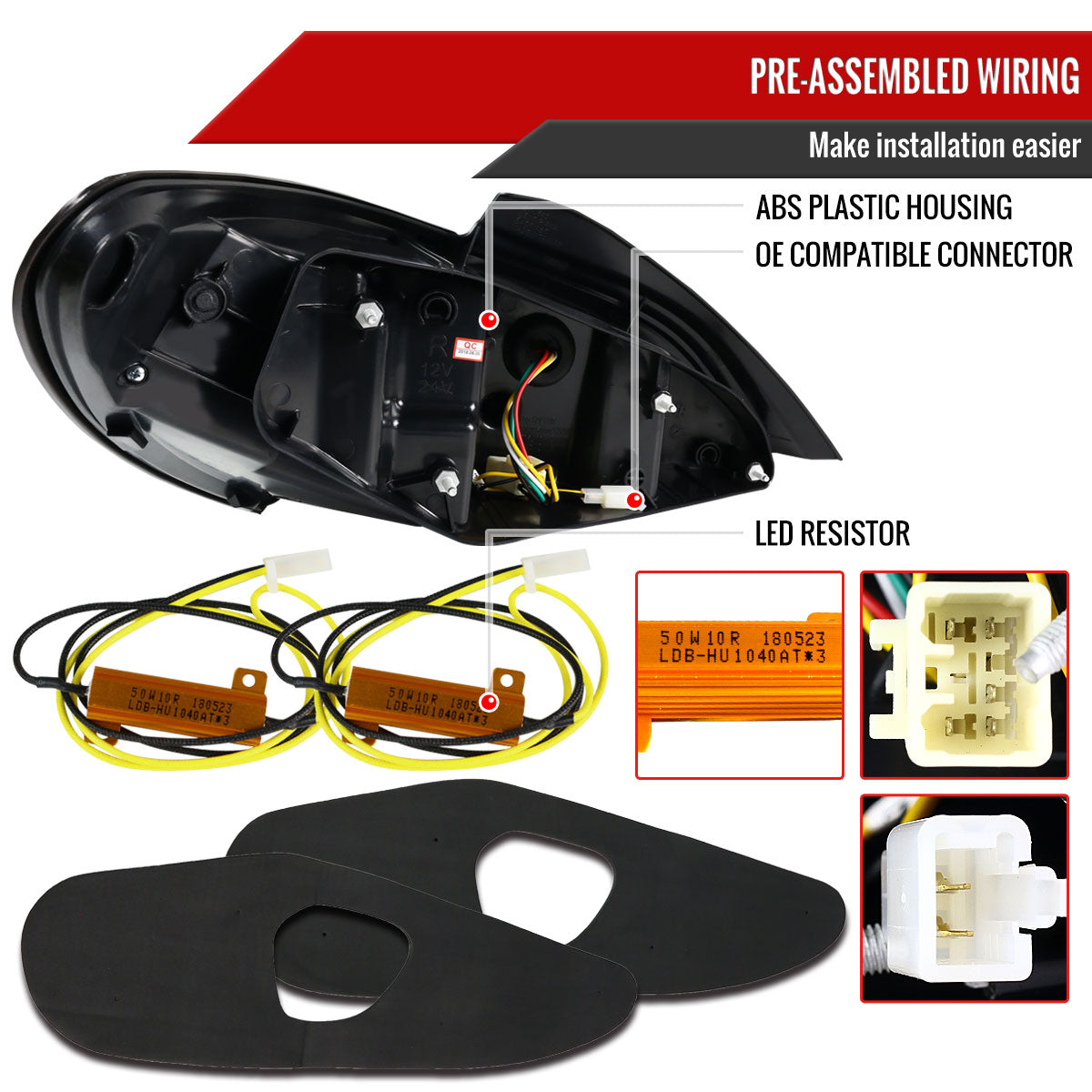 2010-2016 Hyundai Genesis Coupe White Bar Sequential LED Tail Lights (Matte Black Housing/Clear Lens)