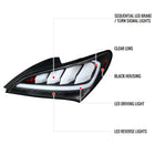 2010-2016 Hyundai Genesis Coupe White Bar Sequential LED Tail Lights (Matte Black Housing/Clear Lens)