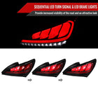 2010-2016 Hyundai Genesis Coupe Red Bar Sequential LED Tail Lights (Satin Black Housing/Clear Lens)