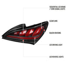 2010-2016 Hyundai Genesis Coupe Red Bar Sequential LED Tail Lights (Satin Black Housing/Clear Lens)