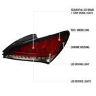 2010-2016 Hyundai Genesis Coupe White Bar Sequential LED Tail Lights (Chrome Housing/Red Smoke Lens)
