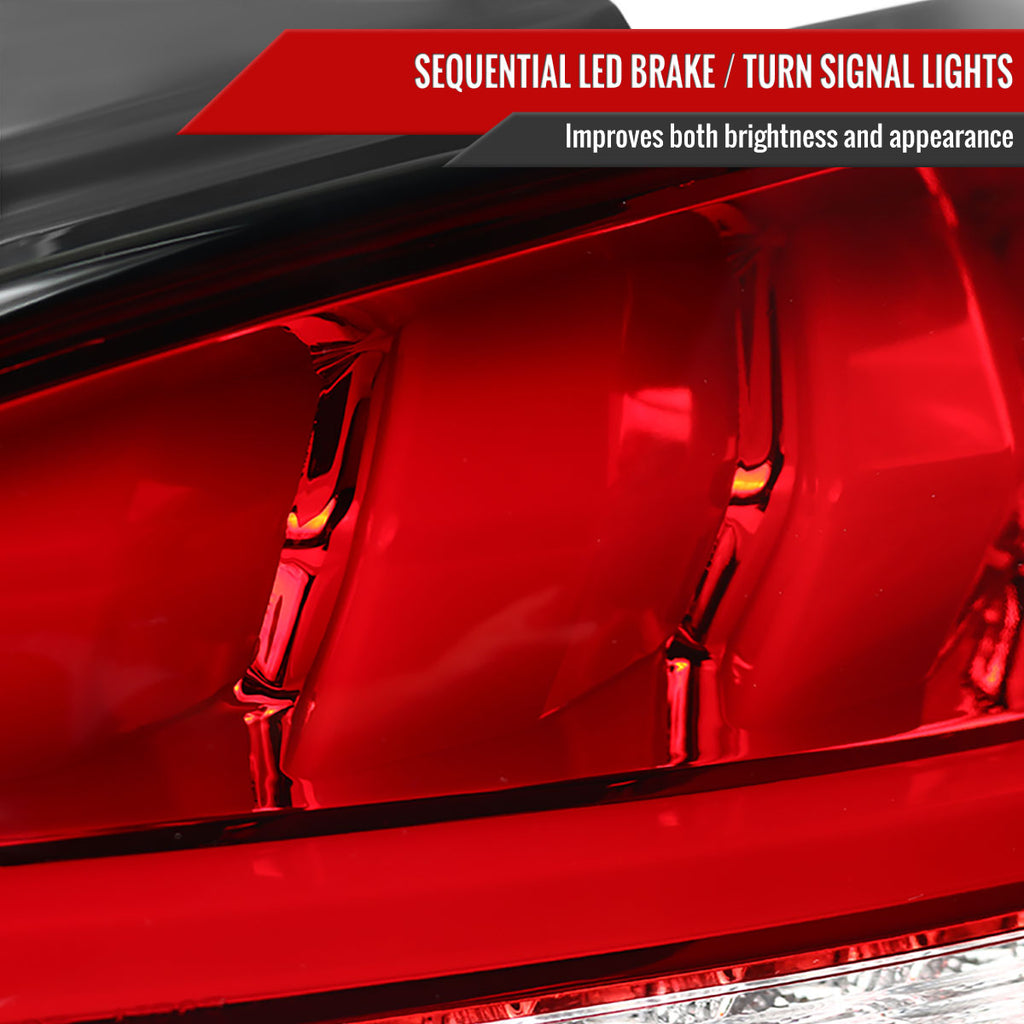 2010-2016 Hyundai Genesis Coupe White Bar Sequential LED Tail Lights (Chrome Housing/Red Lens)