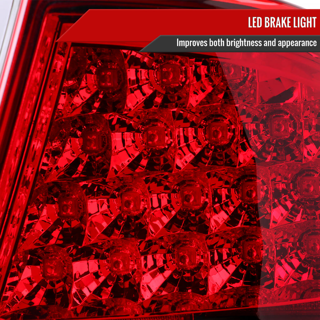 2001-2005 Lexus IS300 LED Tail Lights (Chrome Housing/Red Clear Lens)