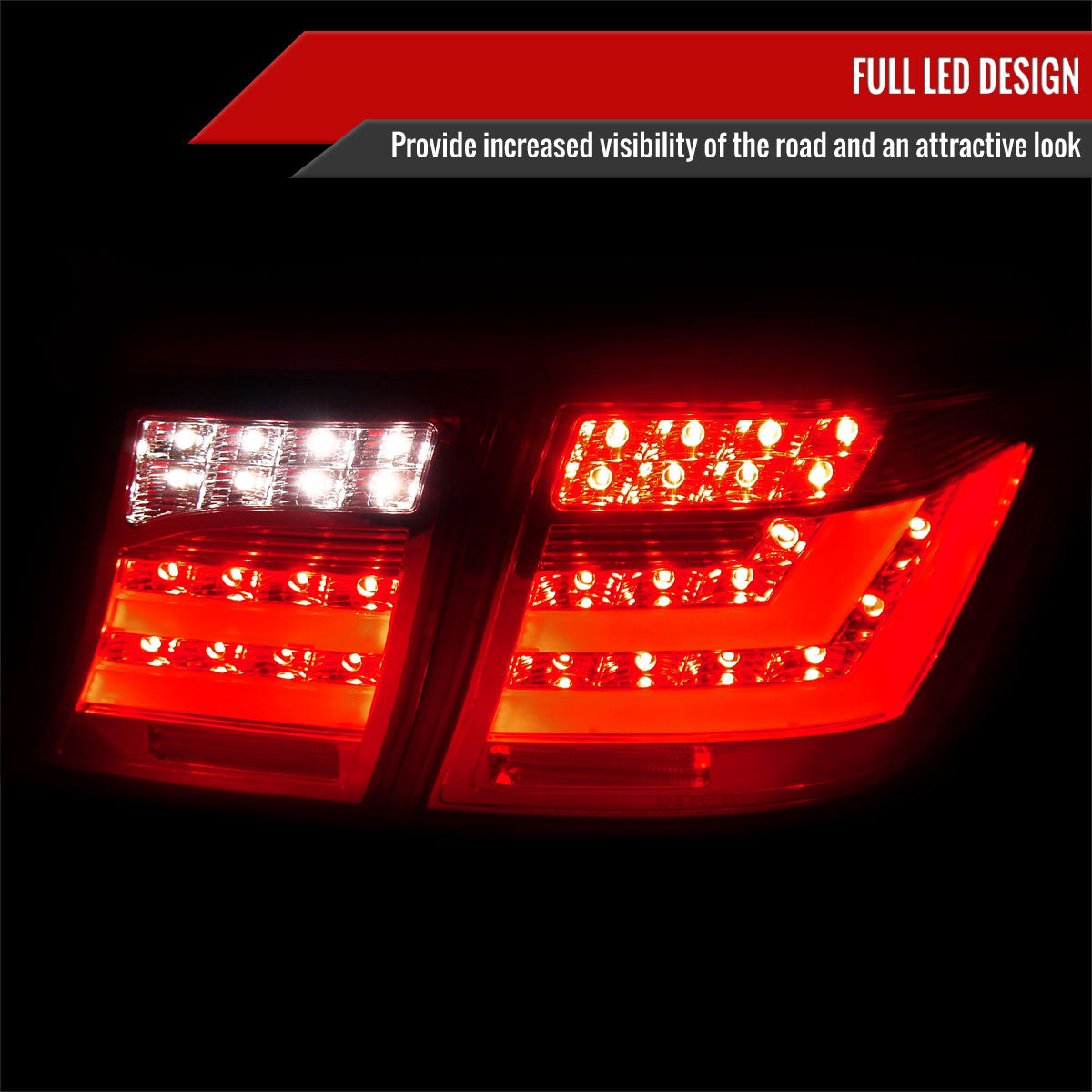 2007-2009 Lexus LS460 LED Tail Lights & Trunk Lights (Chrome Housing/Red Lens)