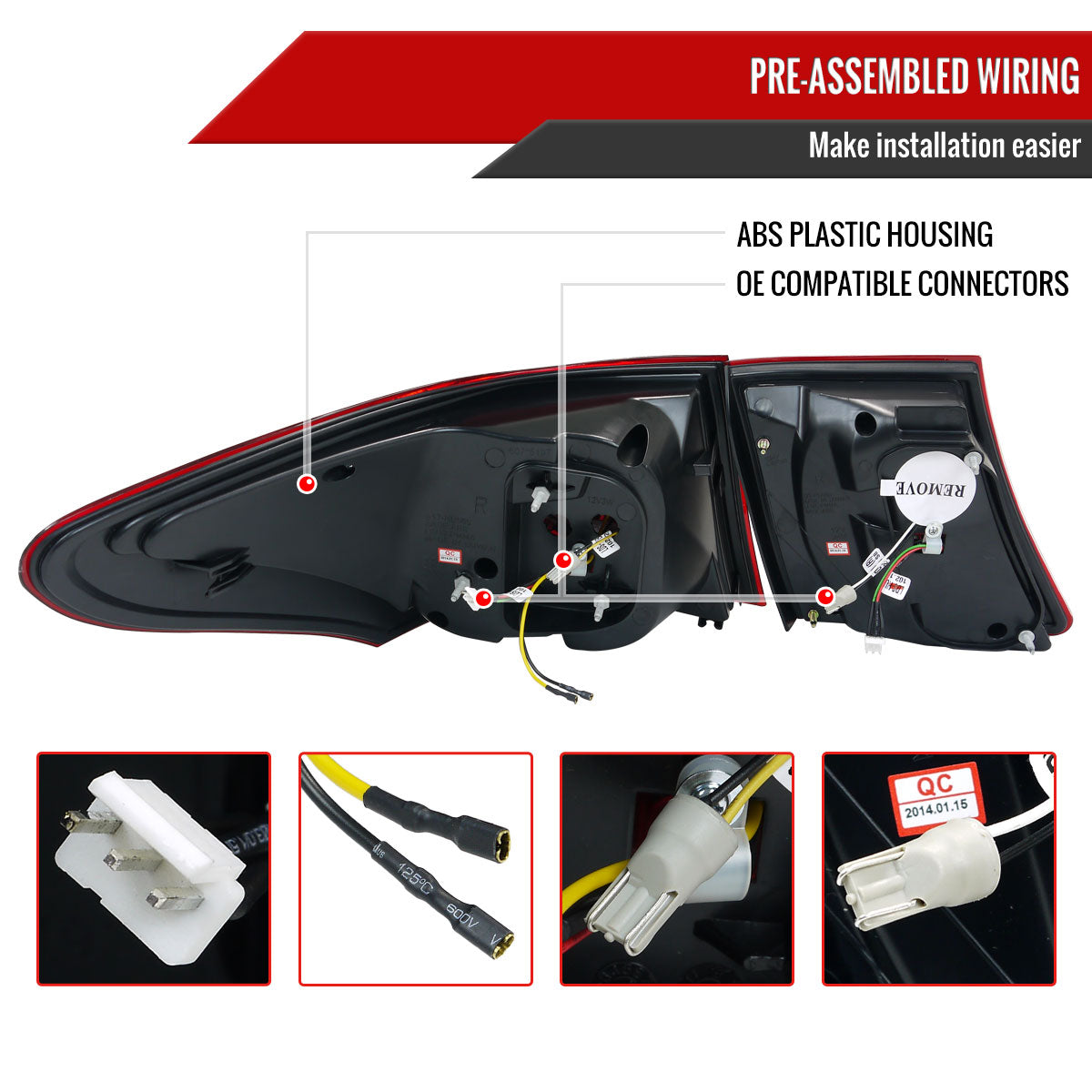 2007-2009 Lexus LS460 LED Tail Lights & Trunk Lights (Chrome Housing/Red Lens)