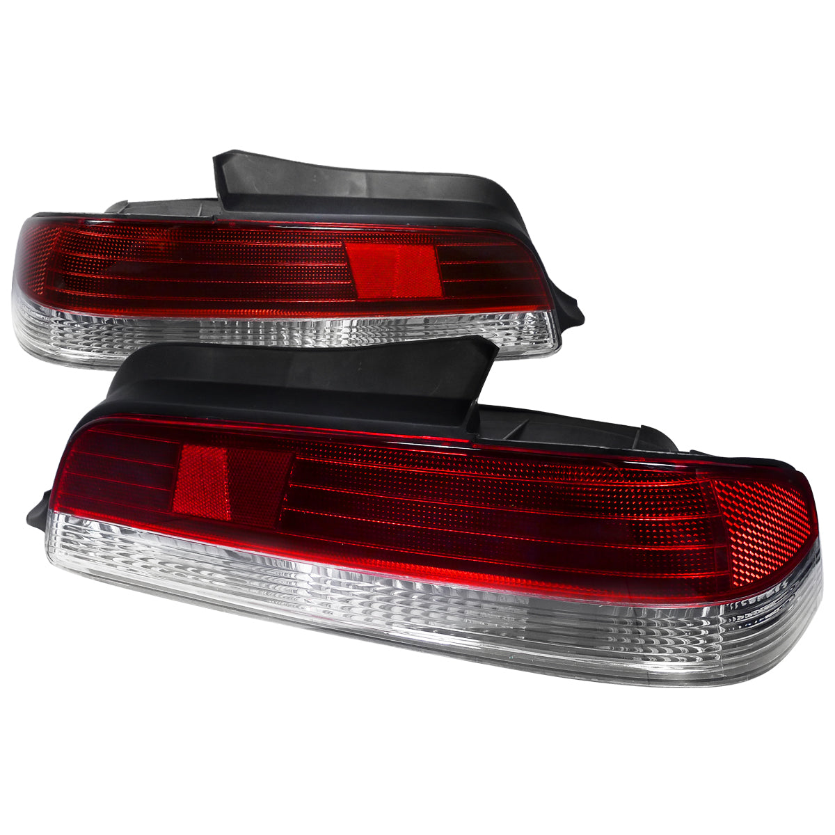 1997-2001 Honda Prelude Factory Style Tail Lights (Chrome Housing/Red Clear Lens)