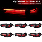 2019-2024 Toyota RAV4 Red LED Bar Sequential Signal Tail Lights (Jet Black Housing/Clear Lens)