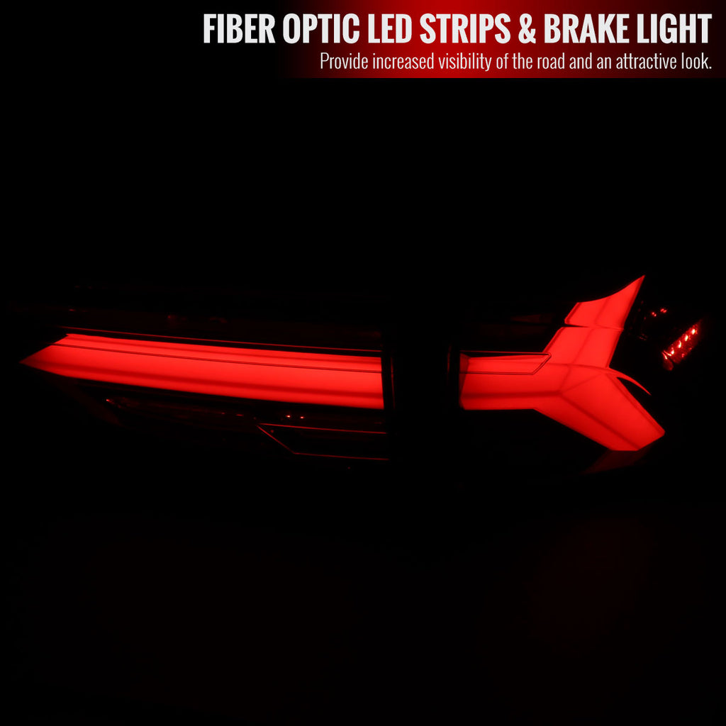 2019-2024 Toyota RAV4 Red LED Bar Sequential Signal Tail Lights (Jet Black Housing/Clear Lens)