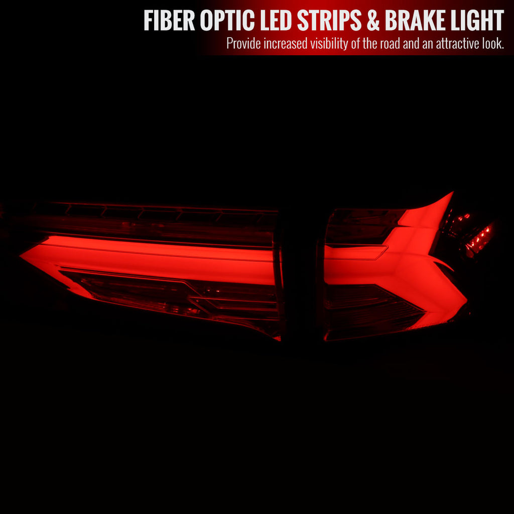 2019-2024 Toyota RAV4 Red LED Bar Sequential Signal Tail Lights (Chrome Housing/Red Lens)