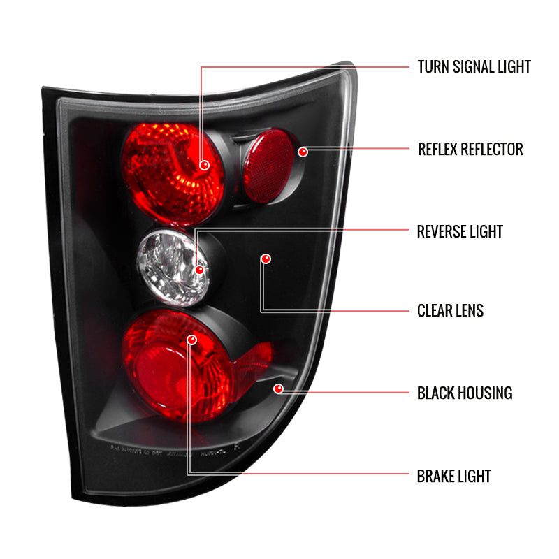 2005-2010 Honda Ridgeline Factory Style Tail Lights (Matte Black Housing/Clear Lens)