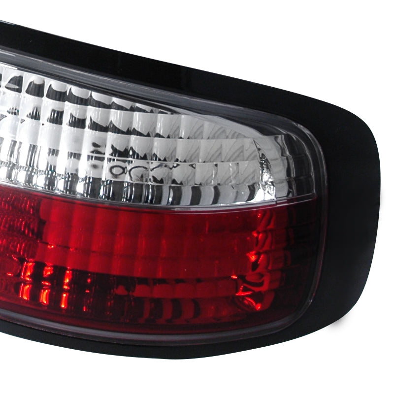 1989-1994 Nissan 240SX S13 Coupe Tail Lights (Chrome Housing/Red Clear Lens)
